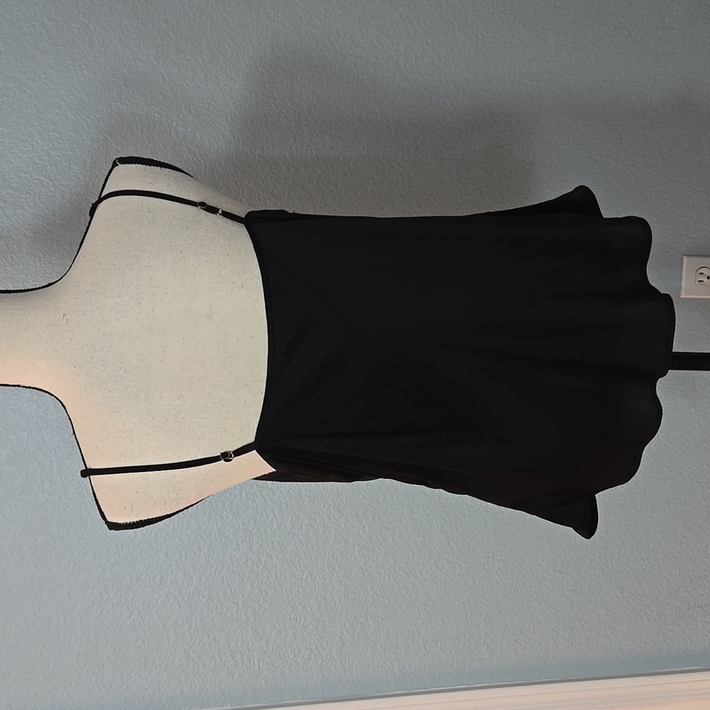 CALYPSO ST BARTH Silk Lace Trim Black Camisole Adjustable Straps Sz Large - Picture 9 of 14